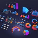 Colorful 3D data visualization elements including graphs, charts, and geometric shapes, by Deng Xiang on Unsplash.